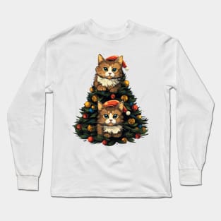 Cat Christmas Tree Long Sleeve T-Shirt